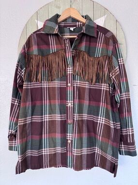 CATO small oversized fringe shacket 100% cotton